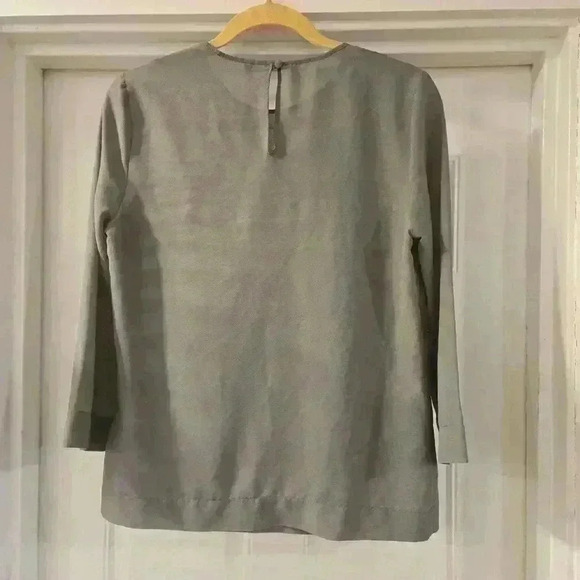 Benetton Stile Womens Crew Neck Long Sleeve Blouse Gray Size Small - Picture 2 of 9